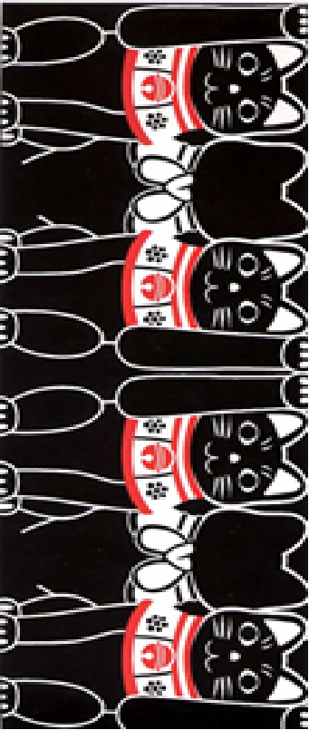 1353横並び招き猫<黒>